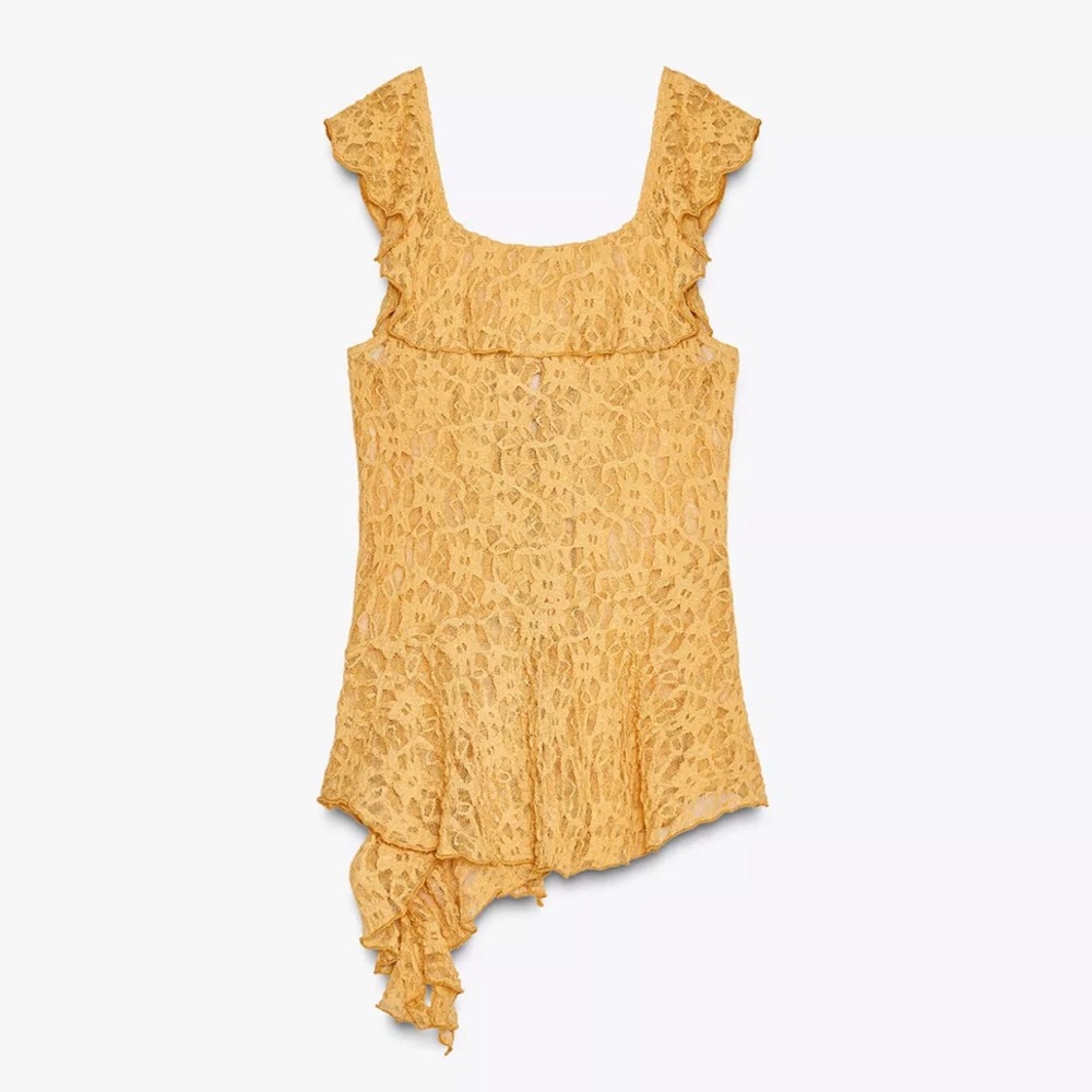 ZARA LACE RUFFLE TOP - Picture 7 of 10